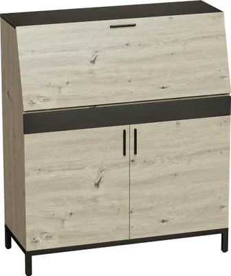 Produktbild von Industrieller Sekretär-Schreibtisch mit Regalen und Metallrahmen 100 cm Naturholz und Schwarz