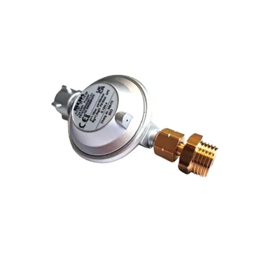 Obrázek produktu pro Regulátor plynu Zatech s adaptérem, sada 37 mbar, závit 21,8 mm x 1/2" pravý závit, připojení plynového sporáku, gastronomie, velkokuchyňský sporák