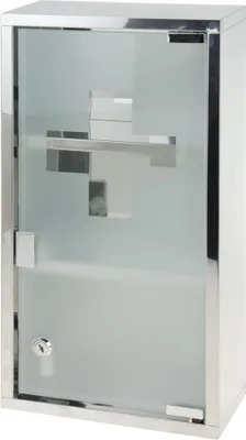 Zdjęcie produktu dla Bathroom Solutions szafka medyczna do przechowywania, stal nierdzewna/szkło, 25x12x48 cm, srebrna