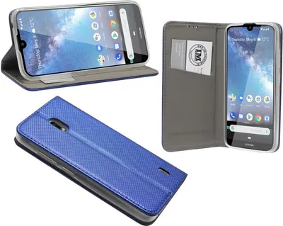 Produktbild von Buch Tasche "Smart" kompatibel mit NOKIA 2.2 Handy Hülle Etui Brieftasche Schutzhülle mit Standfunktion, Kartenfach Blau