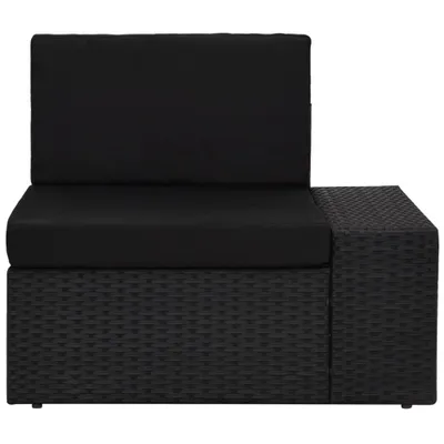 Zdjęcie produktu dla vidaXL Modułowa sofa narożna z podłokietnikiem (lewa) z polirattanu, czarna