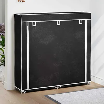Obrázek produktu pro vidaXL Látkový botník s krytem 115 x 28 x 110 cm Černá barva