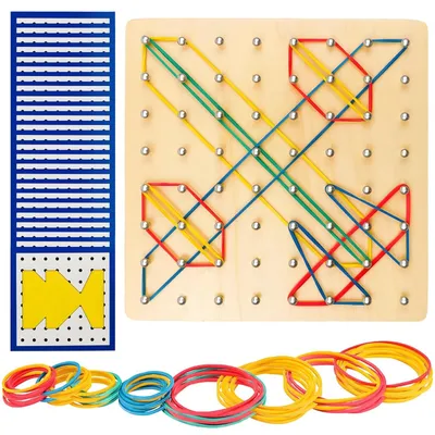 Productafbeelding van Montessori Houten Geoboard met Motiefkaarten