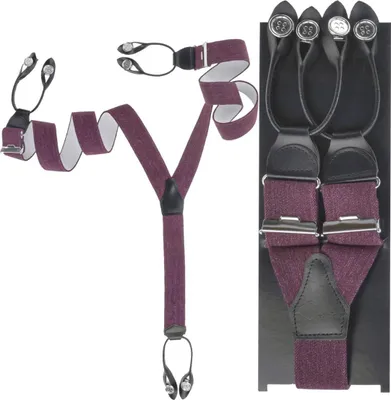 Produktbild von Dethloff Hosenträger Y-Form Holländer rot meliert 120cm 36mm breit Leder mit Knöpfen
