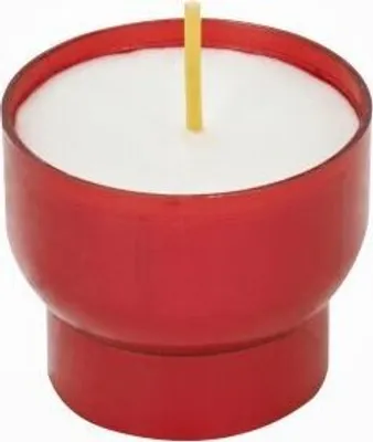 Produktbild von Opferlichte 3,5 Stunden Weiß mit roter Mehrweg-Kunststoff-Hülle 40 x Ø 47 mm, 300 Stück