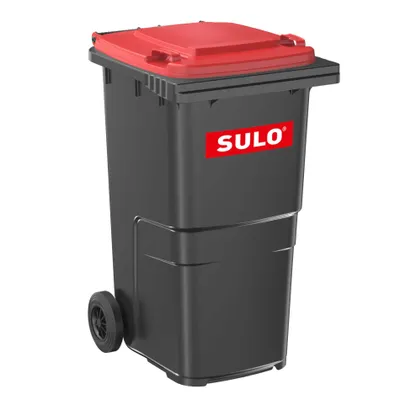 Produktbild von Mülltonne 240 Liter SULO CITYBAC CLASSIC Grau mit Rotem Deckel | Der Standard | Deutsche Straßenstellung