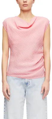 Productafbeelding van COMMA damesblouse – Seersucker-stof, gerimpelde details, watervalhals