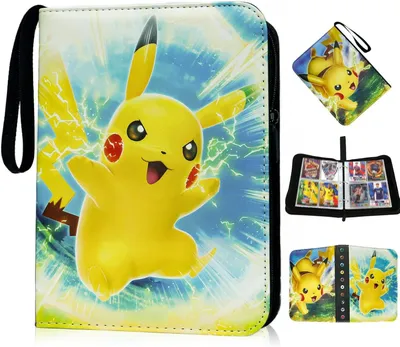 Produktbild von Sammelkarten Album 4 Taschen 50 Seiten für 400 Karten, Cartoon Anime Sammelalbum Sammelmappe Sammelheft Sammelbuch mit Reißverschluss Tragegriff