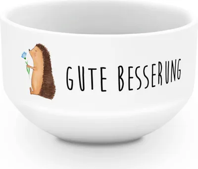 Produktbild von Mr. & Mrs. Panda dessertschale Igel Blumen - Weiß - Geschenk, Genesungswünsche, Müslischale, Gute Besserung, Lustige Sprüche, Krankenhaus, Schüssel, Krankheit, Obstschale