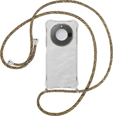 Produktbild von Handykette Backcover-Schutzhülle mit Band (Metall silberfarben) für Honor X60 5G - braun+beige