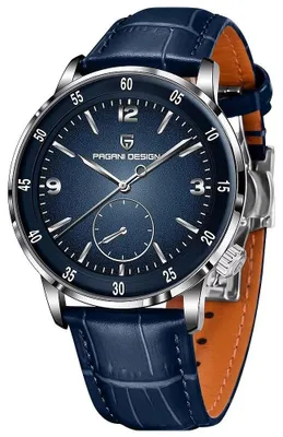 Imagen del producto de Reloj de hombre Pagani Design Genesis, movimiento mecánico, correa de cuero genuino, color plateado azulado