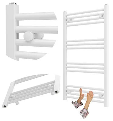 Obrázok produktu pre Granitan – kúpeľňový radiátor – sušič uterákov – 60 × 100 cm – biely – ohrievač uterákov – BRENO