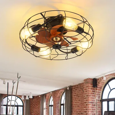 Produktbild von Sofucor Deckenventilator mit Fernbedienung, 51 cm, für drinnen und draußen, Schwarz