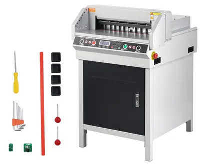 Image de VEVOR coupe-papier hydraulique électrique, massicot, coupe-papier haute performance avec épaisseur de coupe de 40 mm & largeur de coupe de 45 cm &par touches, pour écoles, bureaux
