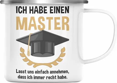 Produktbild von Trendation - Master Prüfung Emaille Tasse bestanden Geschenk Abschluss Masterarbeit Exam Prüfung Graduation (Silber)