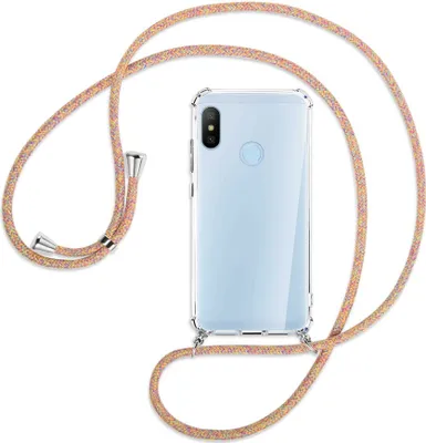 Produktbild von Handykette Backcover-Schutzhülle mit Band (Metall silberfarben) für Xiaomi Mi A2 Lite - Rainbow