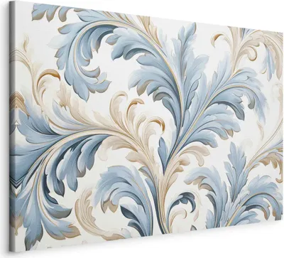 Produktbild von Vlies Leinwandbild - Baroque Ornaments in Light Cream-Blue Hues 30x20 cm Muster f-H-10011-b-a