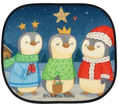 Produktbild von Mr. & Mrs. Panda Sonnenschutz Auto Winterzeit Heilige drei Könige Design - Weiß - Geschenk, Sonnenblende, Weihnachtstage, Heiligabend, Weihnachten, Winter, für