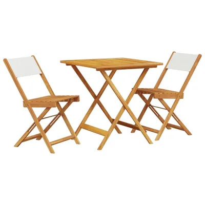 Produktbild von vidaXL 3-tlg. Bistro-Set Cremeweiß Stoff und Massivholz