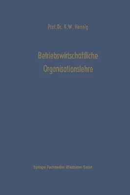 Produktbild von Betriebswirtschaftliche Organisationslehre