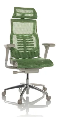 Bürostuhl ergonomisch mit Lendenstütze, Netzstoff, grün, höhenverstellbar