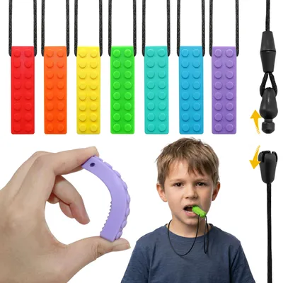 Produktbild von CLDY Set mit sensorischen Beißringen, Beißkette aus Silikon für Kinder, 7 Stück