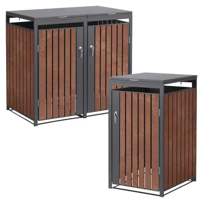 Produktbild von ML-Design Mülltonnenbox 3er für 3 Tonnen 240L 200x80x116,3 cm, Anthrazit-Rostoptik, Stahl/Cortenstahl, abschließbar