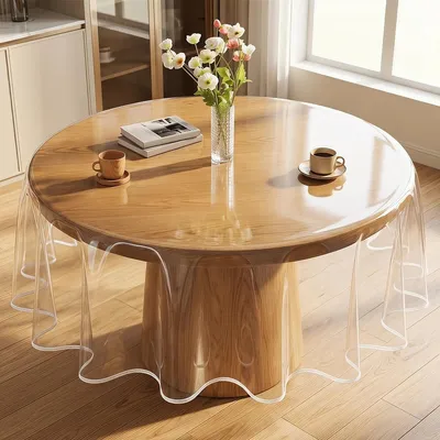 Runde transparente Tischdecke aus PVC, 137 cm, abwaschbar