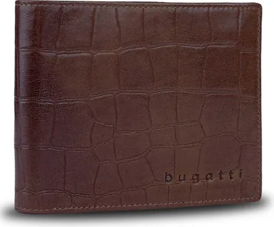 Produktbild von bugatti Leder Geldbörse Lima RFID Wallet With Flap Croco Brown dunkelbraun