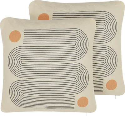 Obrázek produktu pro BELIANI Sada 2 dekorativních polštářů vícebarevné polyester bavlna 45 x 45 cm se vzorem dekorační polštáře a doplňky