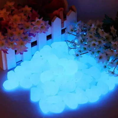 Zdjęcie produktu dla Kamienie Dekoracyjne 200 Sztuk, Niebieskie Błyszczące Kamienie, do Ogrodu, Akwarium, Bezpieczne i Ekologiczne