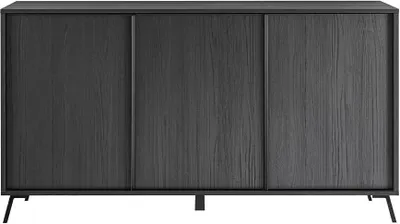 Produktbild von Moderne Anrichte Thilot mit 3 Türen für das Wohnzimmer, 156x84cm - Schwarz