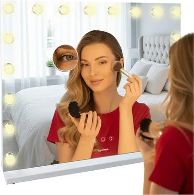 Image de Miroir cosmétique LED 80 x 62 cm, lumière réglable,tactile