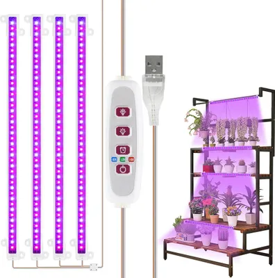 Immagine prodotto di 50CM 288 LED lampada per piante da interno luce rossa blu luce pianta crescere lampada con timer e 5 livelli di luminosità 400LM USB crescere striscia di luce