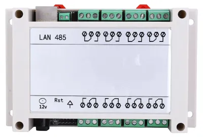 Immagine prodotto di Modulo di controllo remoto RJ45 TCP/IP, interruttore relè a 8 canali, 250 V AC, 10 A (bianco)