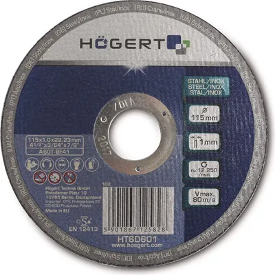 Obrázok produktu pre Korundový rezný kotúč na kov a inox 115 x 1,0 x 22,23 mm HT6D601