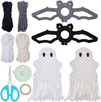 Image de Ornement en macramé en forme de chauve-souris pour la décoration d'une fête d'Halloween