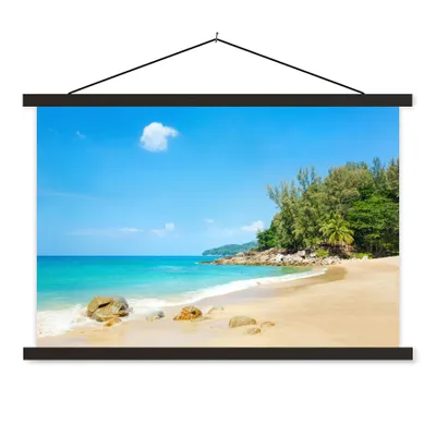 Produktbild von MuchoWow® Textilposter Strand - Meer - Pflanzen - Tropisch 90x60 cm mit schwarzem Rahmen - Aufhängungssatz
