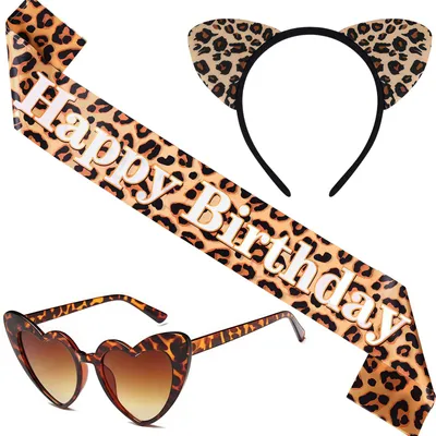 Geburtstagsset: Schärpe, Leopardenohren & Sonnenbrille