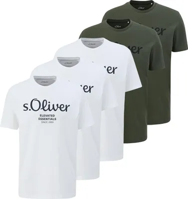 Produktbild von s.Oliver 5er Pack Basic T-Shirt Weicher Jersey mit Logo Print, Bequemer Regular Fit, Ideal für Alltag und Freizeit