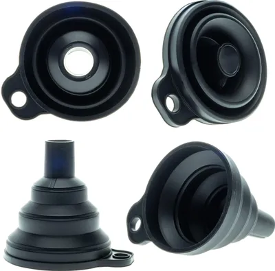 Image de Entonnoir en silicone pliable, noir, universel, durable, facile à ranger