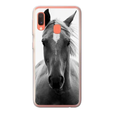 Produktbild von MuchoWow® Handyhülle Schutzhülle Hülle für Samsung Galaxy A20e Pferd - Tier - Schwarz - Weiß Silikon Softcase Handy Hülle - Abdeckung