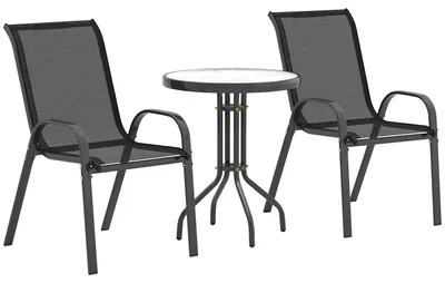 Obrázek produktu pro Sada zahradního nábytku - Sada venkovního posezení - Bistro set - Zahradní stůl se židlemi - Balkonová sada s polštáři - Skleněná deska stolu