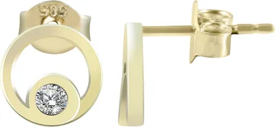 Produktbild von 585/- Gold "Angelie" Ohrstecker, Zirkoniabesatz, 14 Karat, Gelbgold
