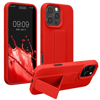 Produktbild von kwmobile Handyhülle für Apple iPhone 16 Pro Max Hülle - TPU Silikon Case mit Fingerhalter und Stand - Schutzhülle Cover in Rot