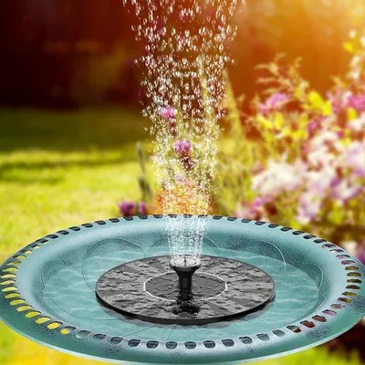 Image de Unyqoos® Pompe solaire flottante pour bassin, avec 6 buses de pulvérisation – Fontaine de jardin solaire pour abreuvoirs d'oiseaux, bassins et piscines, module solaire monocristallin en PET, moteur sans balais