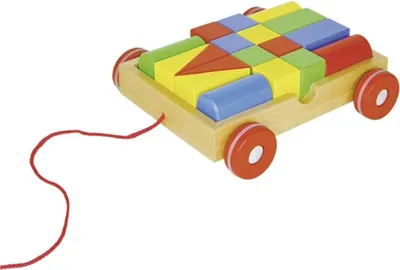 Produktbild von goki 58558 Ziehwagen mit 18 Bausteinen, basic, bunt (1 Stück)