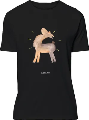 Produktbild von Mr. & Mrs. Panda Größe L T-Shirt Lama Stolz - Schwarz - Geschenk, Familie, Neustart, Tshirt, Lamas, Family, Shirt, mit Spruch