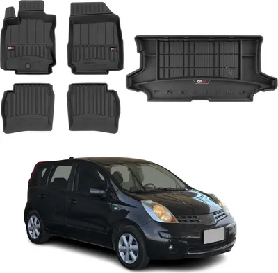 Immagine prodotto di Set di tappetini e fodere per il bagagliaio OMAC per Nissan Note 2005-2013 in gomma nera 5x