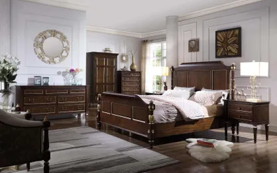 Image de Chambre à coucher ensemble lit 2x tables de nuit luxe nouveau 3pcs design moderne bois